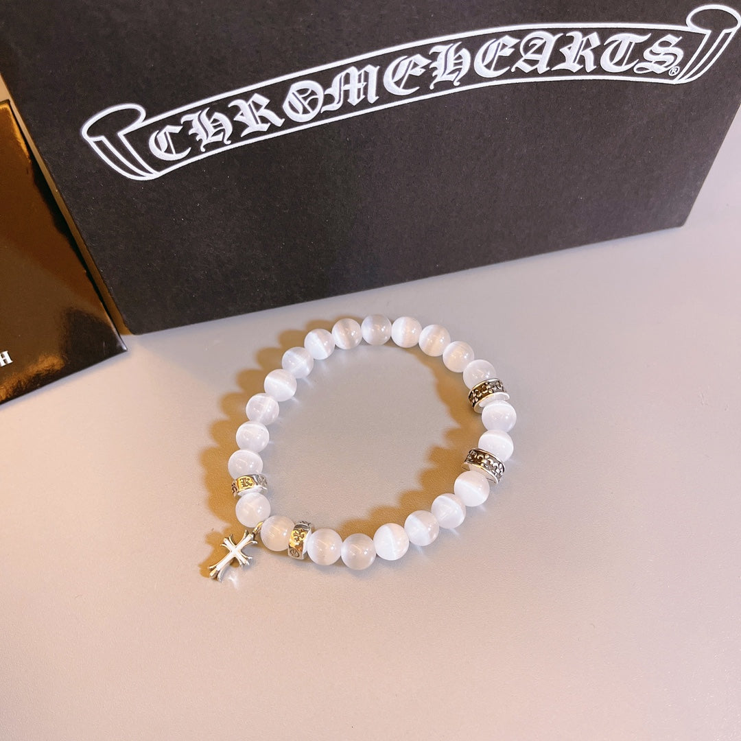 Martin Graham beaded bracelet in polished metal-tone – side detail