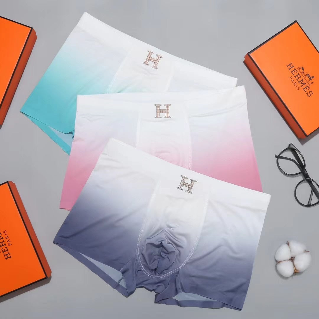 Hermes Pink, Mint And Navy Gradient Boxer Briefs Men's Boxer Briefs - 3-Piece Box