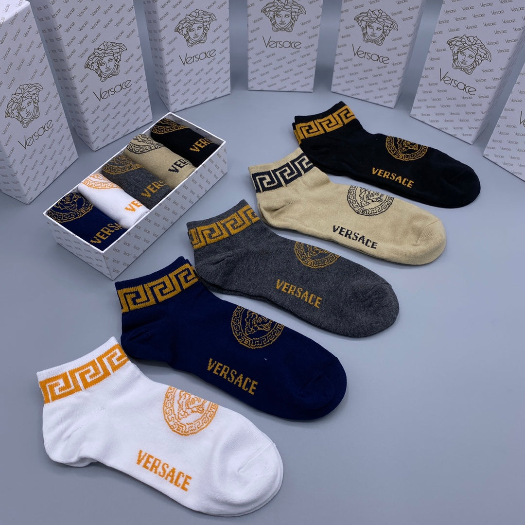Versace Greek-Key No-Show Socks