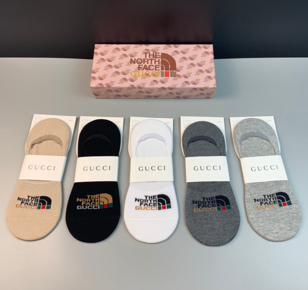 Gucci x The North Face 200-needle cotton Mixed Collaborative Motifs No-Show Socks - 5-Pair Set
