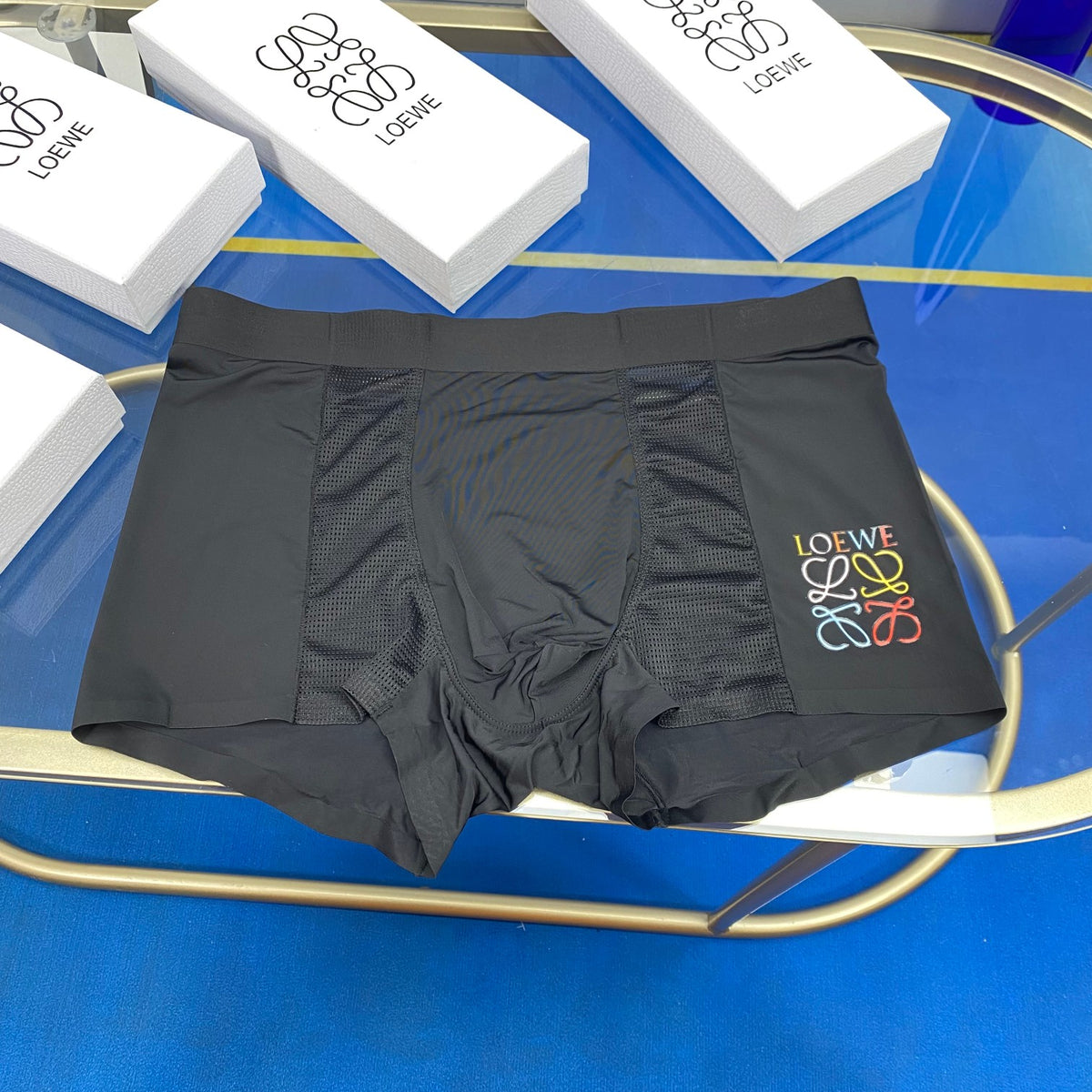 Loewe Multicolour Anagram-Style Graphics Men's Boxer Briefs - 3-Piece Box