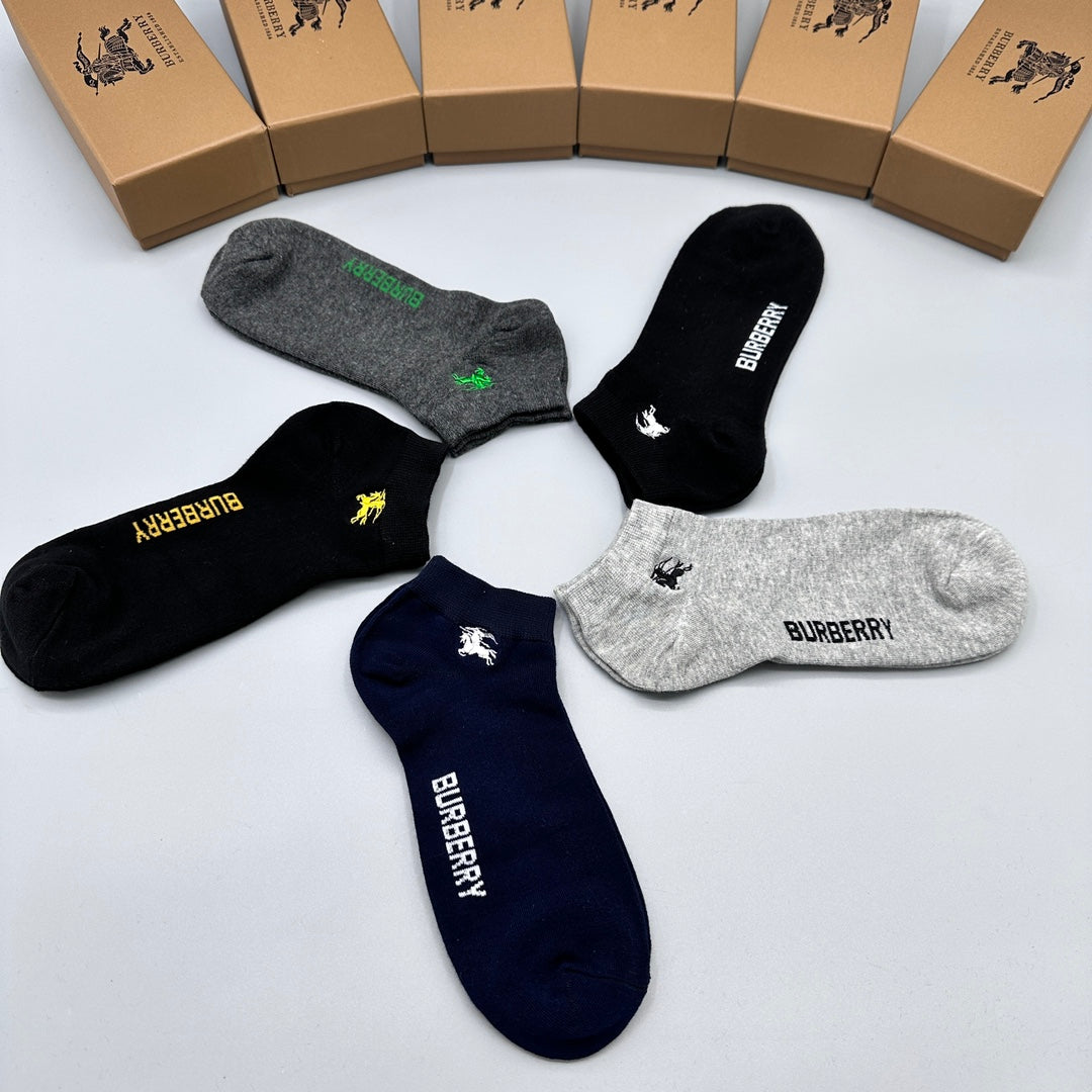 Burberry Logo Ankle Socks - 5-Pair Box