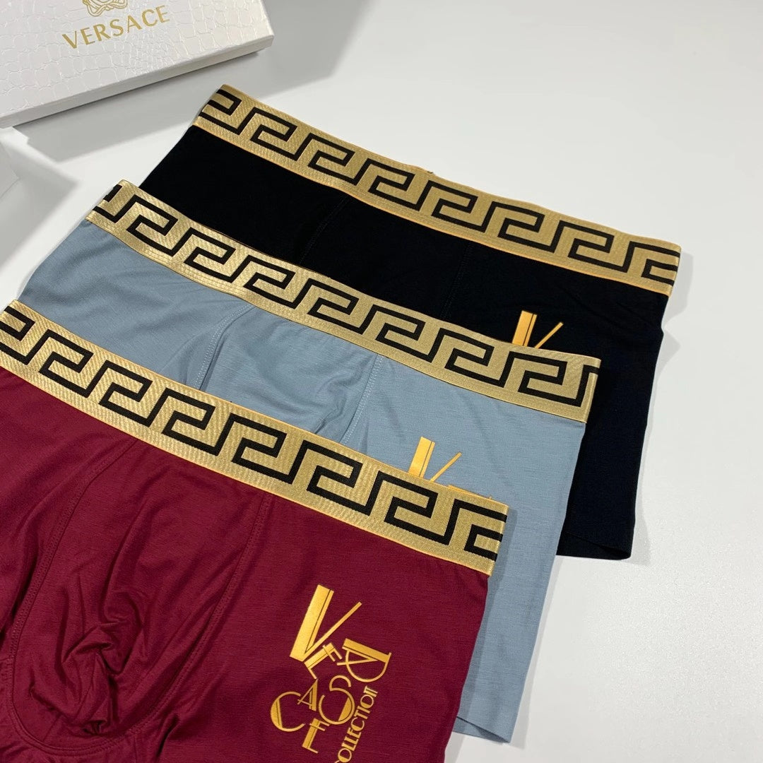 Versace Gold Graphic Men's Trunk Underwear - 3-Piece Box