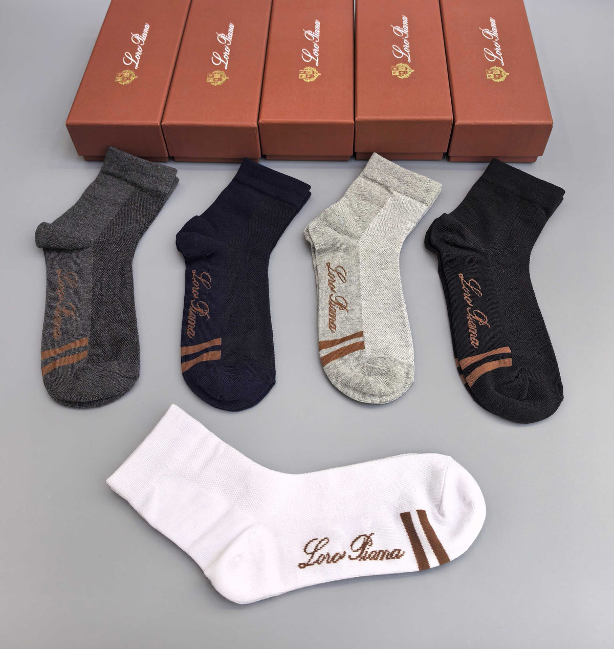 Loro Piana Restrained Script Crew Socks - 5-Pair Set