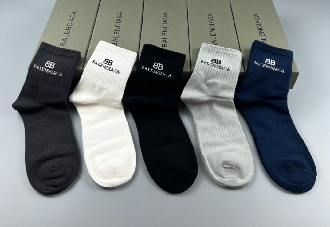 Balenciaga Restrained Wordmark Crew Socks - 5-Pair Set