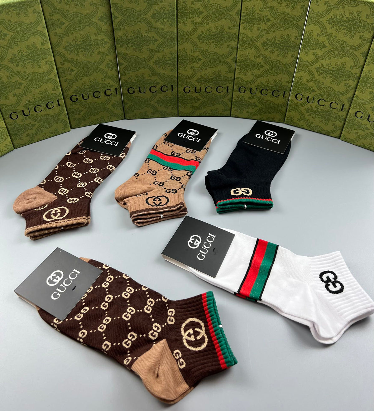 Gucci Mixed Monogram Ankle Socks - Box of 5 Pairs