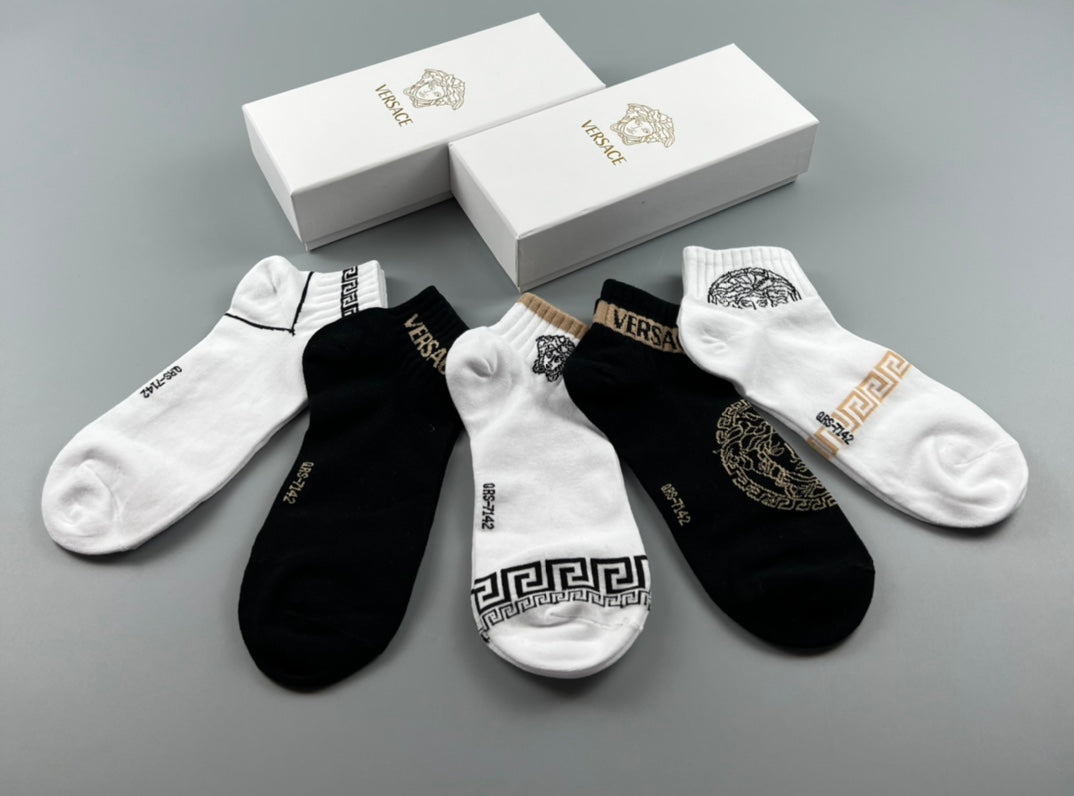 Versace Logo Crew Socks - 5-Pair Box