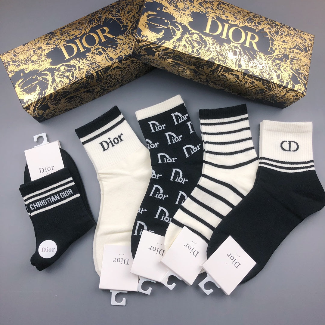Dior Graphic Crew Socks - 5-Pair Box