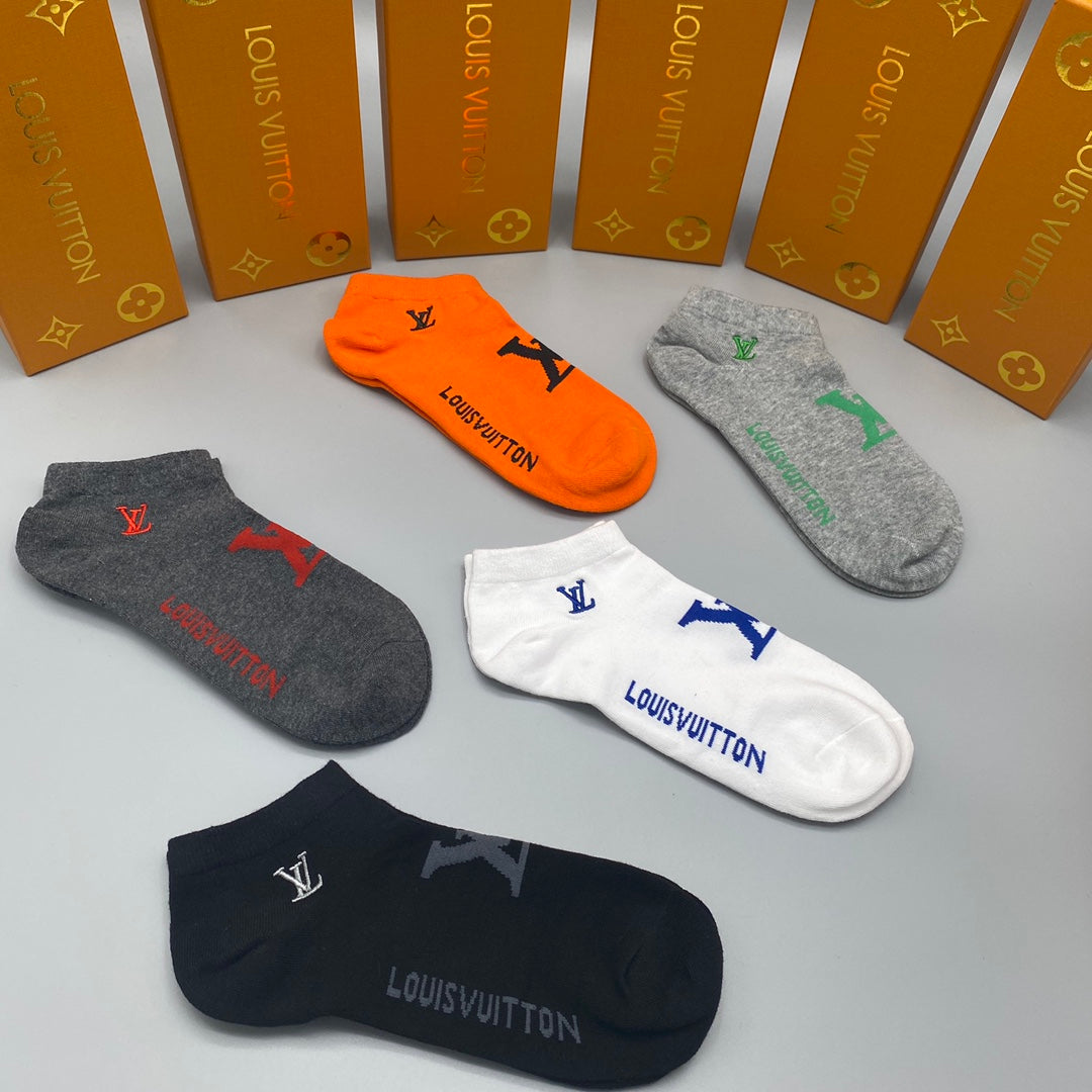 Louis Vuitton Logo No-Show Ankle Socks - 5-Pair Box