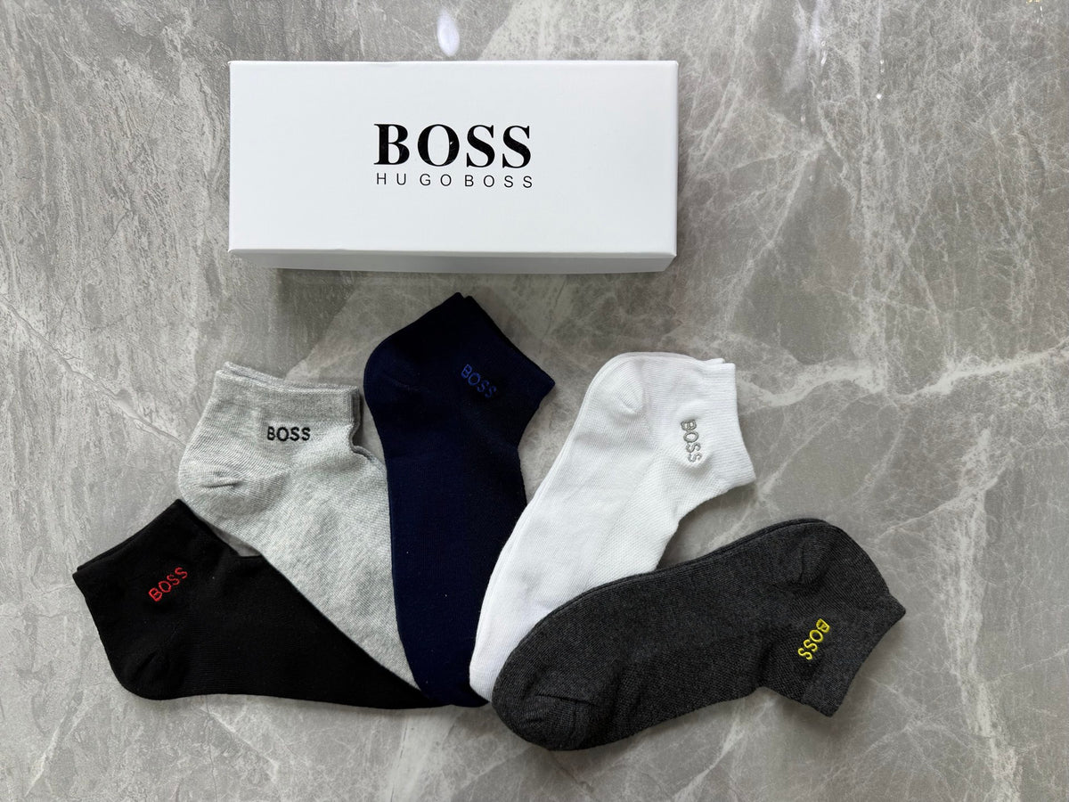 Boss Small Contrast Logos Ankle Socks - 5-Pair Set