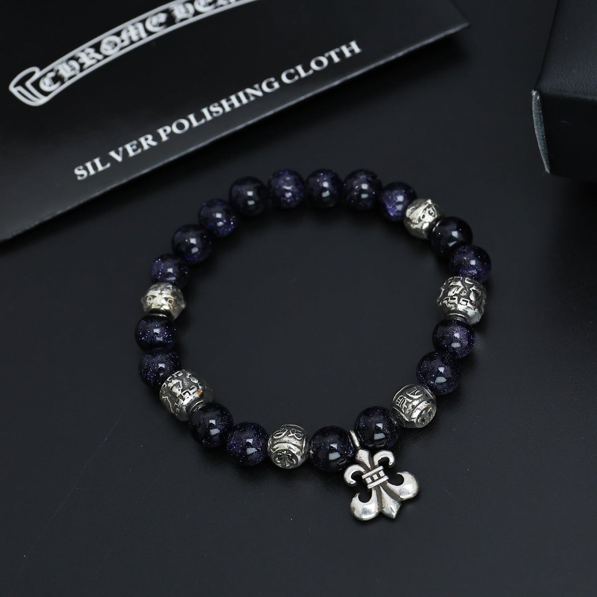 Martin Graham beaded bracelet in polished metal-tone – side detail