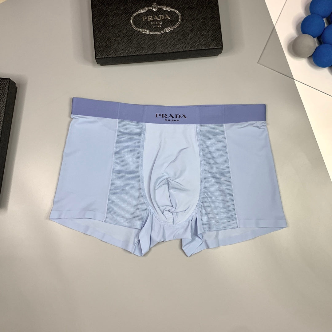 Prada Clean Logo Waistbands And Mesh Panels Men's Boxer Briefs - 3-Piece Box