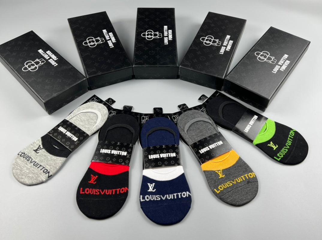 Louis Vuitton Colourful Heel And Initial No-Show Socks - 5-Pair Set