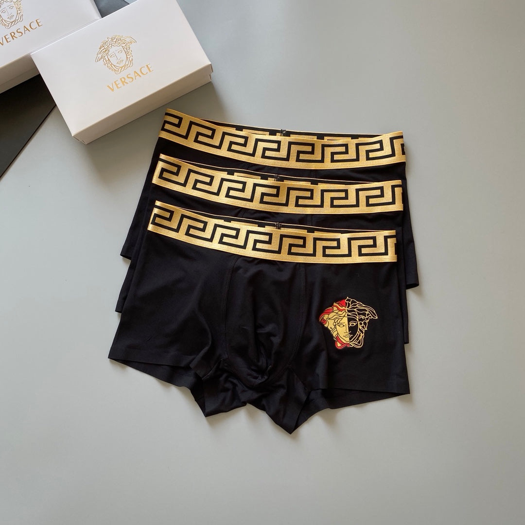 Versace 91% Modal & 9% Spandex Medusa Series Seamless-Cut Men's Boxer Briefs - 3-Piece Box