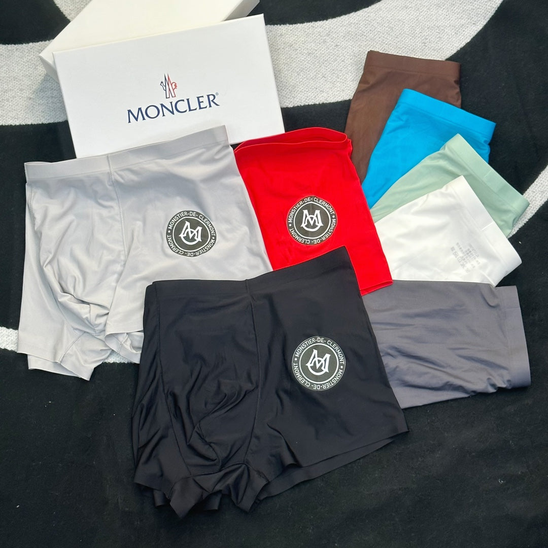 Moncler Goat-milk silk Circular Patch Men's Boxer Briefs - 3-Piece Box