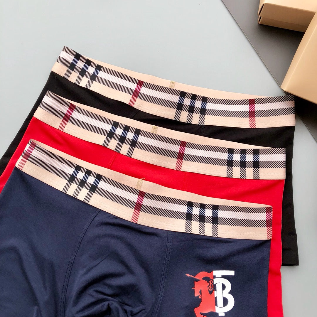 Burberry Check-Inspired Waistbands And Crest Details Men's Boxer Briefs - 3-Piece Box