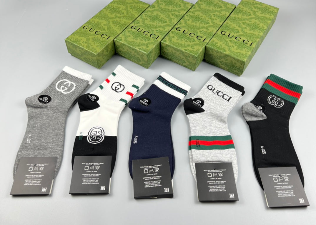 Gucci Red-And-Green Stripe Crew Socks - 5-Pair Set