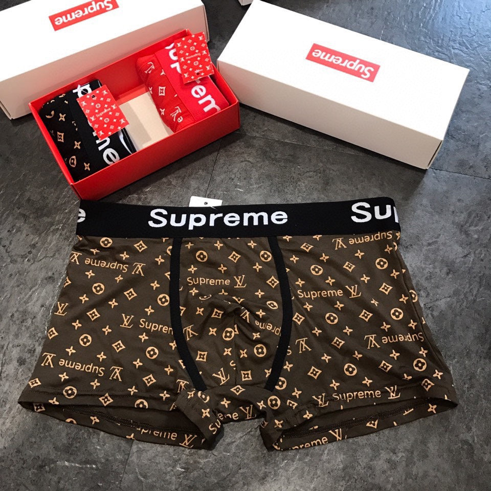 Louis Vuitton x Supreme Monogram-Style Graphics And Contrast Waistbands Men's Boxer Briefs - 3-Piece Box