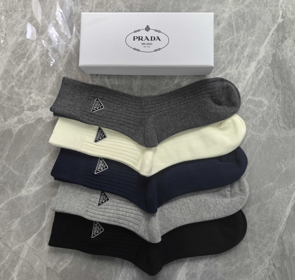Prada Triangular Emblem Crew Socks - 5-Pair Set