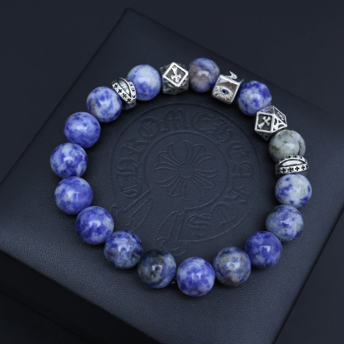 Martin Graham beaded bracelet in polished metal-tone – side detail