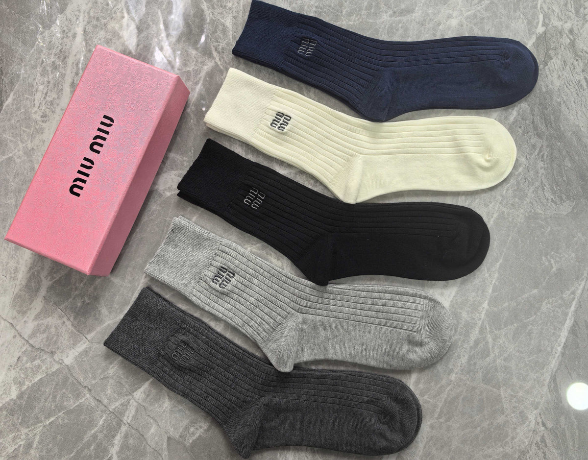Miu Miu Cotton Crew Socks - 5-Pair Set