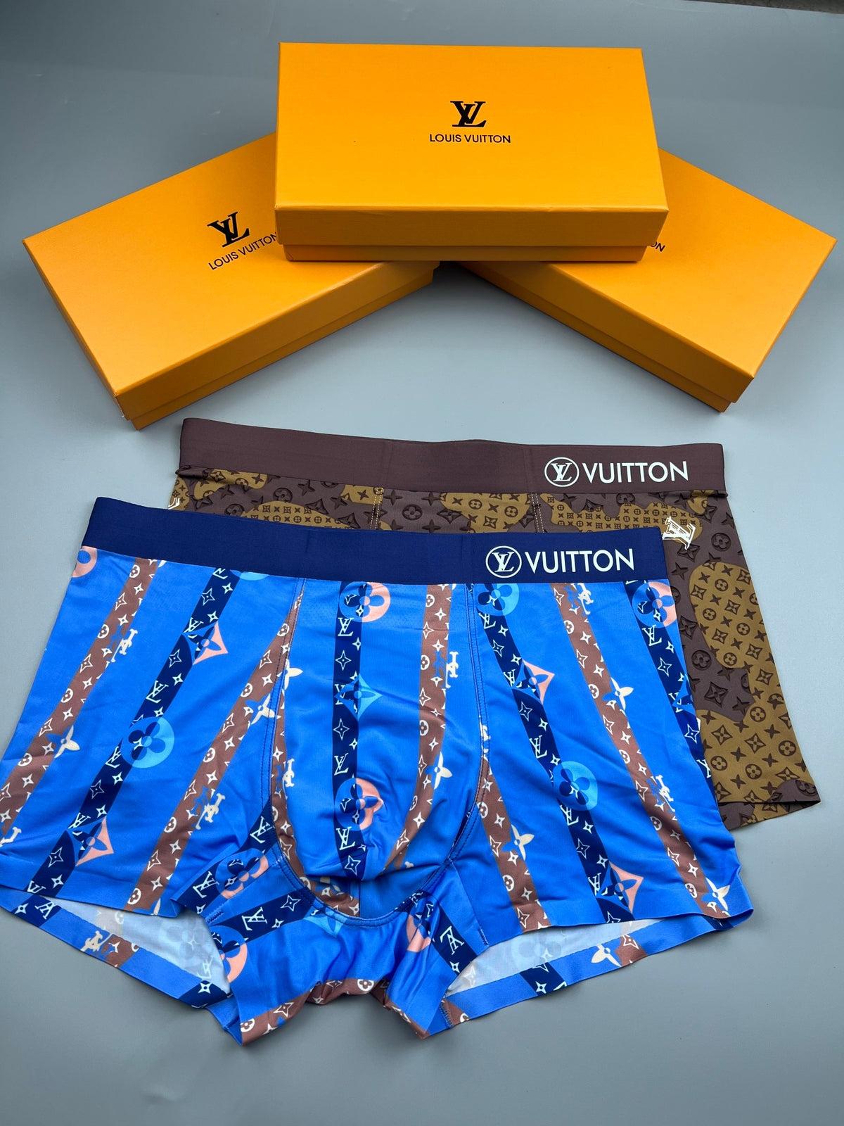 Louis Vuitton All-Over Monogram-Style Motifs Men's Boxer Briefs - 3-Piece Box