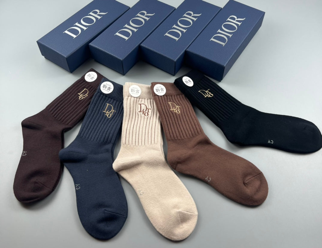 Dior Small Emblem Crew Socks - 5-Pair Set
