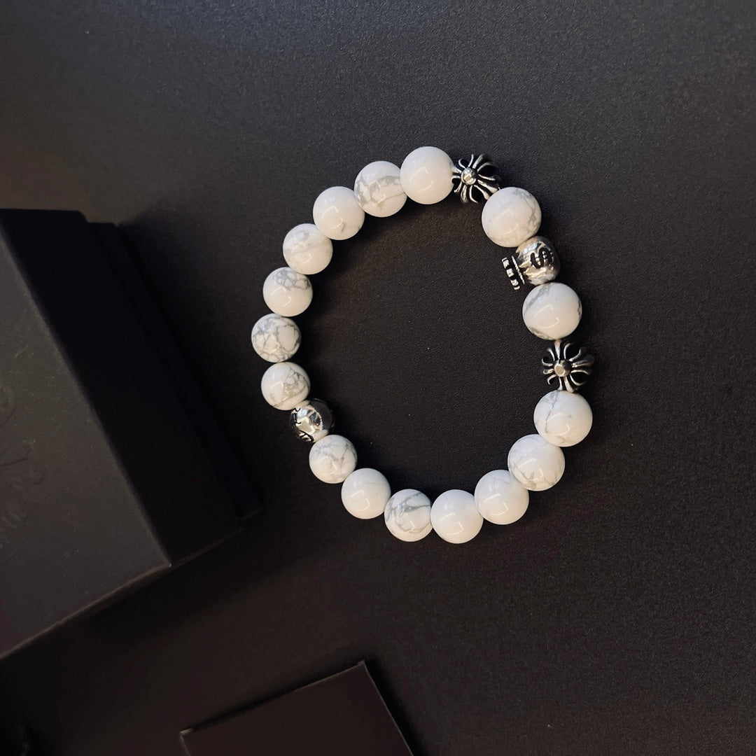 Martin Graham beaded bracelet in polished metal-tone – side detail