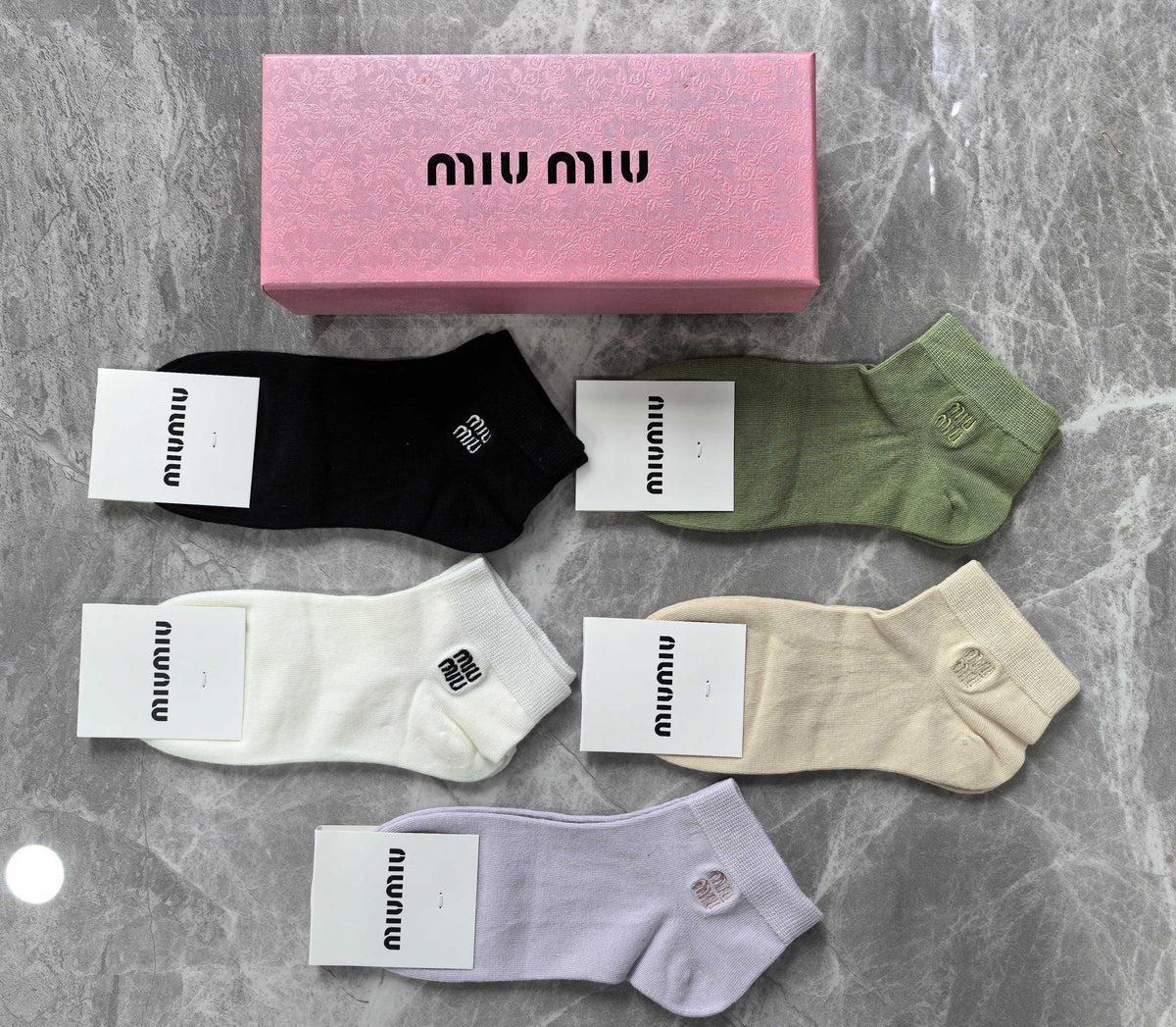 Miu Miu Combed Cotton No-Show Socks - 5-Pair Set