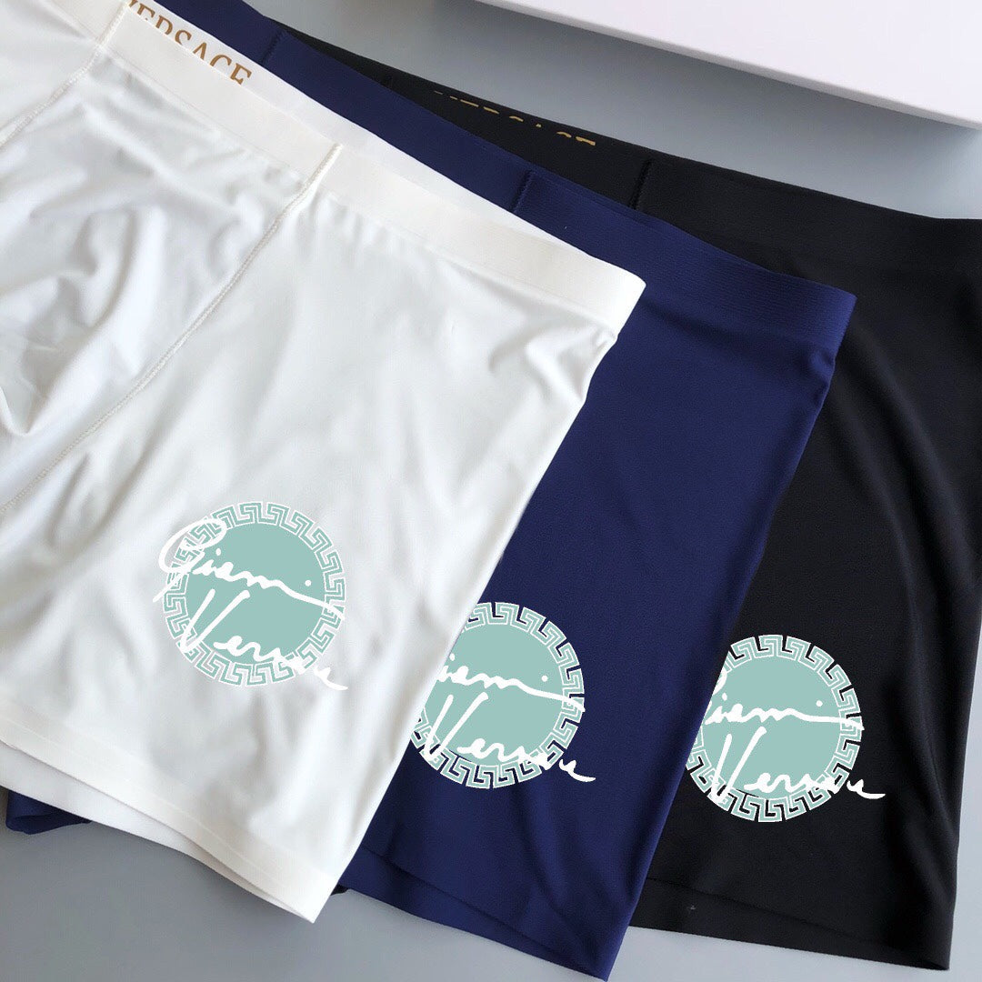 Versace Solid Panels And Visible Emblem Details Men's Boxer Briefs - 3-Piece Box