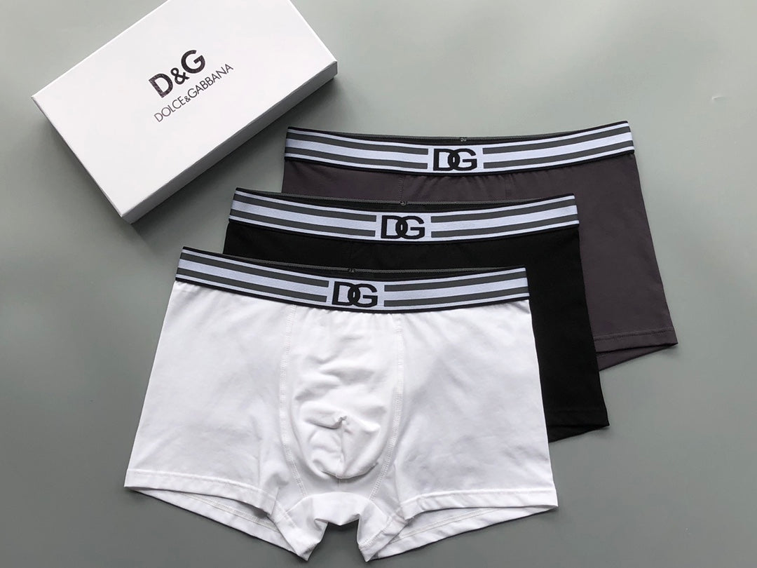 Dolce & Gabbana Cotton Striped Logo Waistbands Men's Boxer Briefs