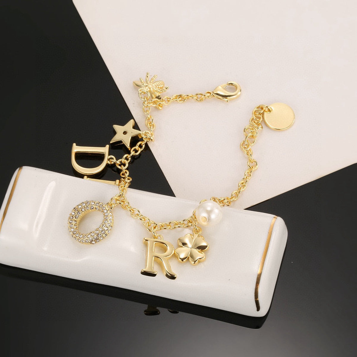 Martin Graham bracelet in polished metal-tone – side detail