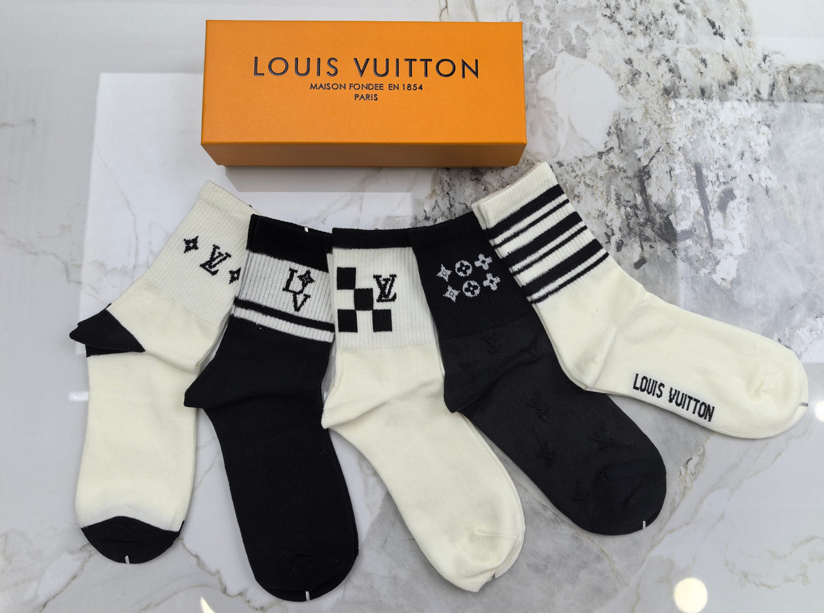 Louis Vuitton Cotton Crew Socks - 5-Pair Set