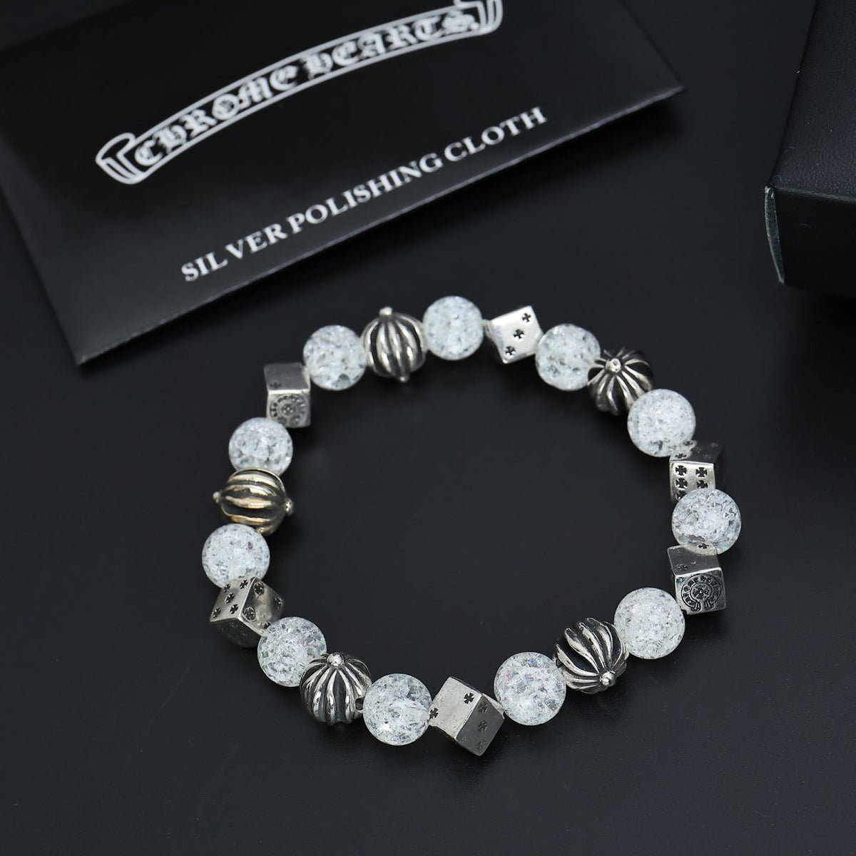 Martin Graham beaded bracelet in polished metal-tone – side detail