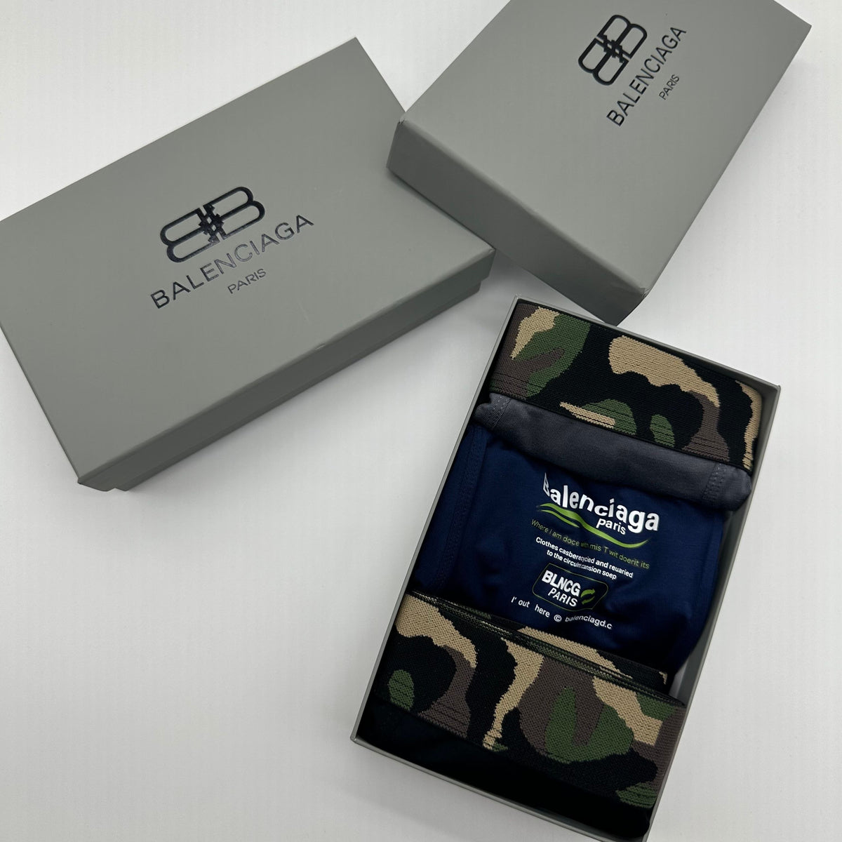 Balenciaga Navy & Grey Men's Boxer Briefs - 3-Piece Box