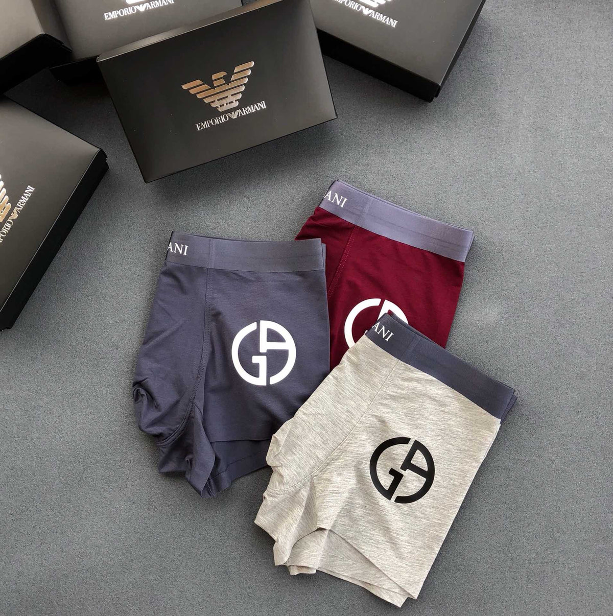 Armani 91% Modal & 9% Spandex Seamless-Cut Men's Boxer Briefs - 3-Piece Box