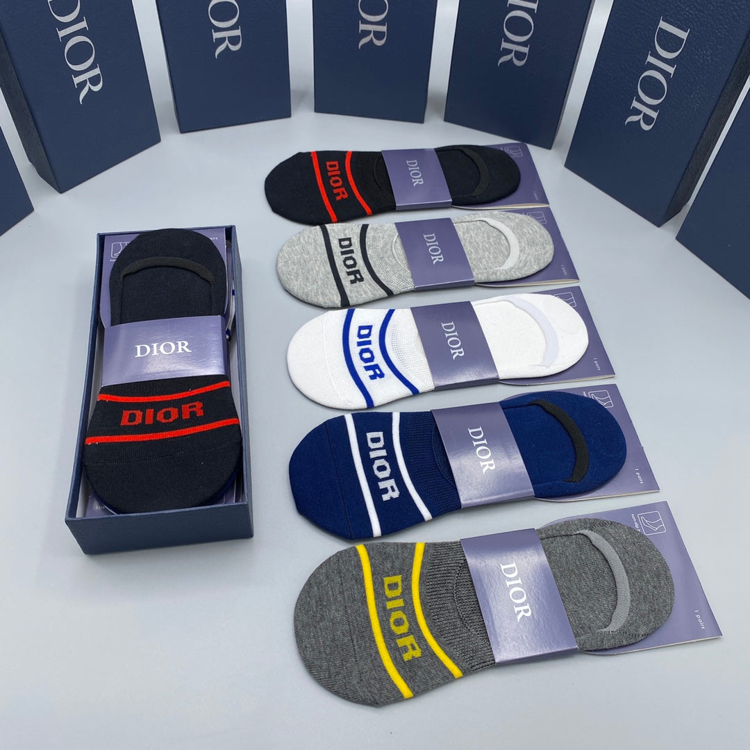 Dior Logo No-Show No-Show Socks - 5-Pair Box