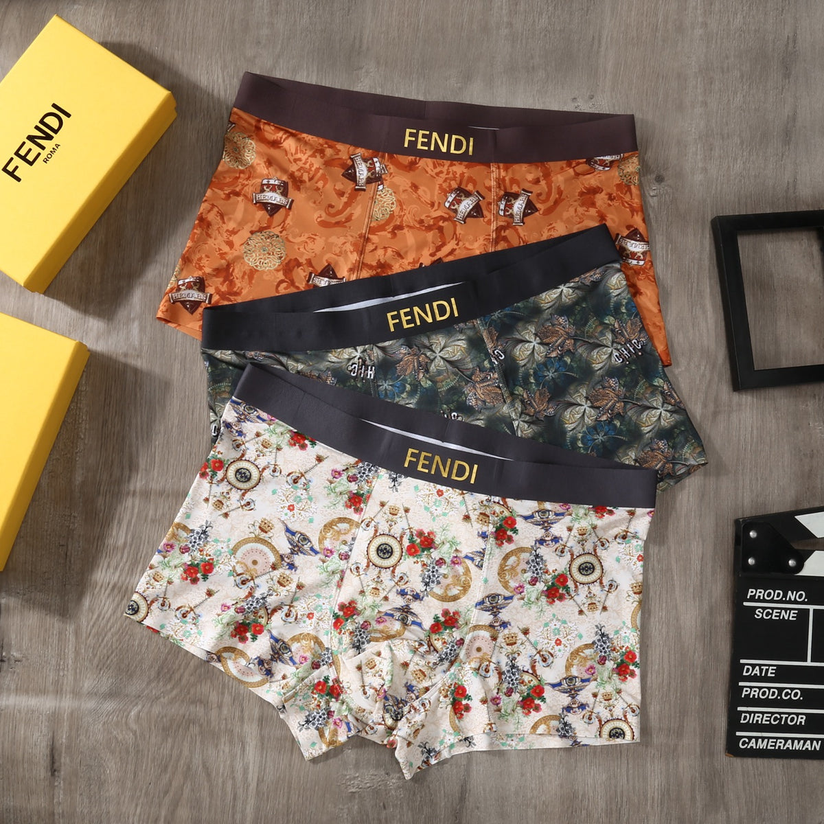 Fendi Floral Print Men's Trunk Underwear - 3-Piece Box