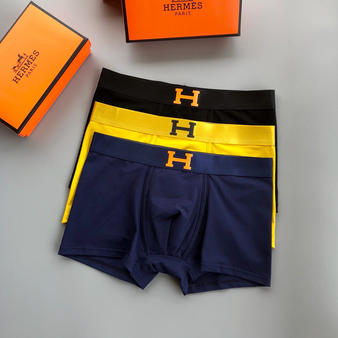 Hermes Contrast H Men's Boxer Briefs - 3-Piece Box
