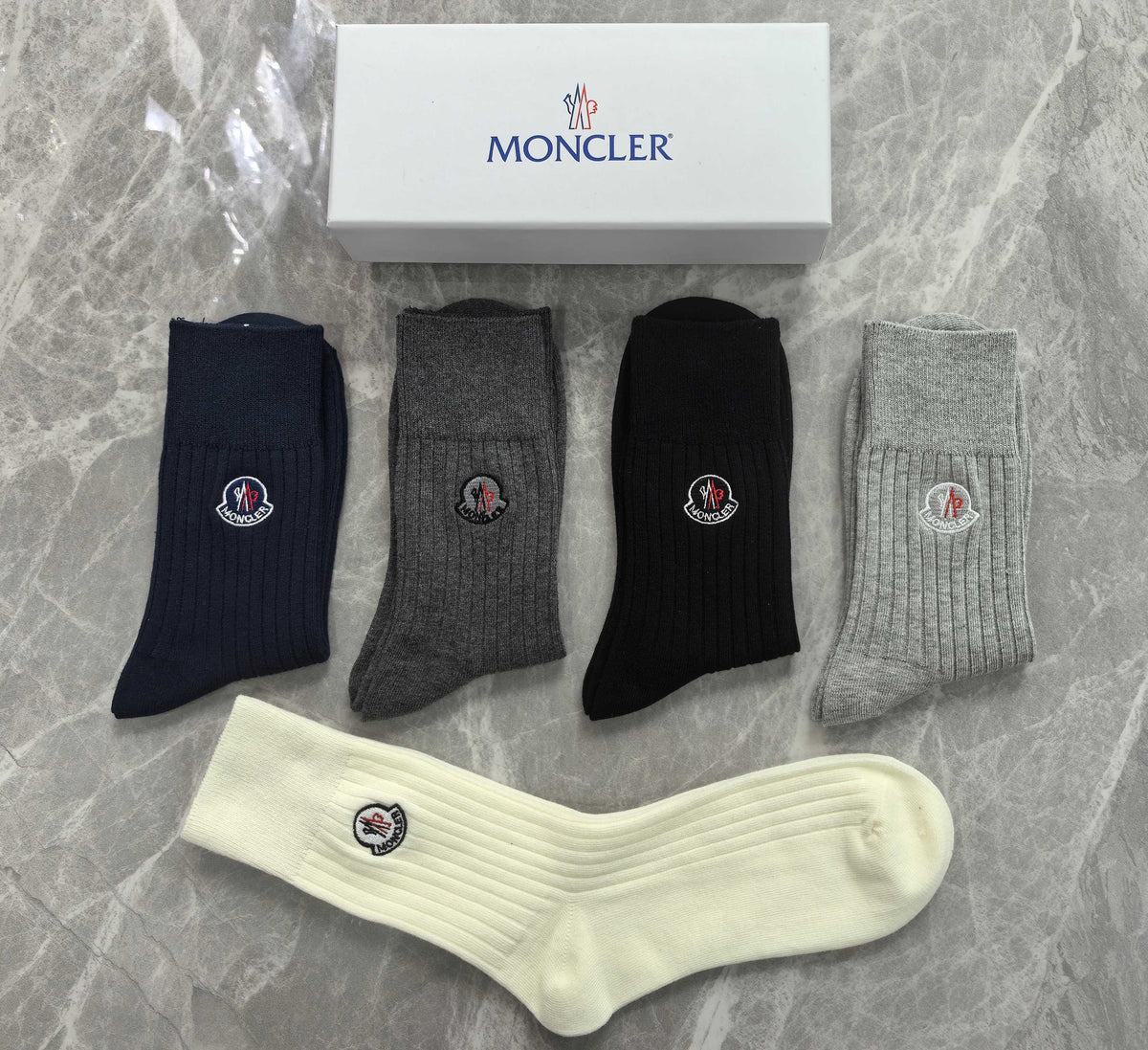 Moncler Small Round Emblems Crew Socks - 5-Pair Set