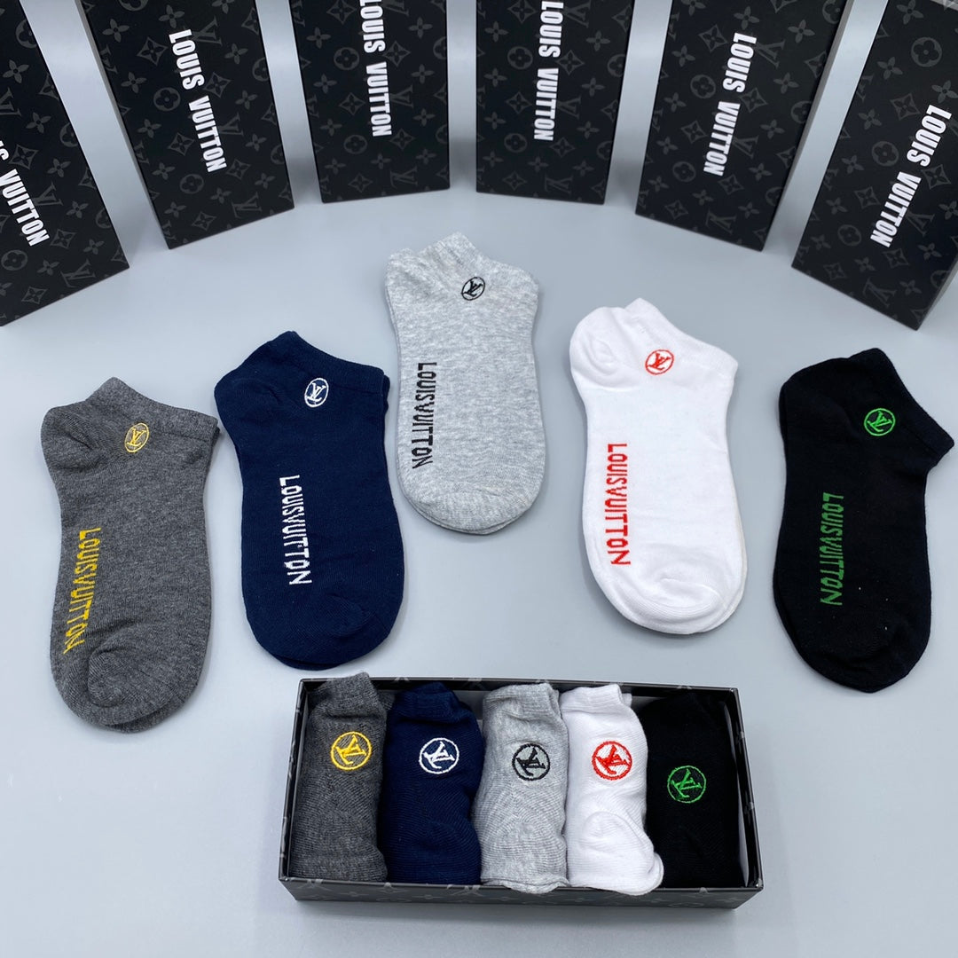 Louis Vuitton Restrained Initial Details Ankle Socks - 5-Pair Set