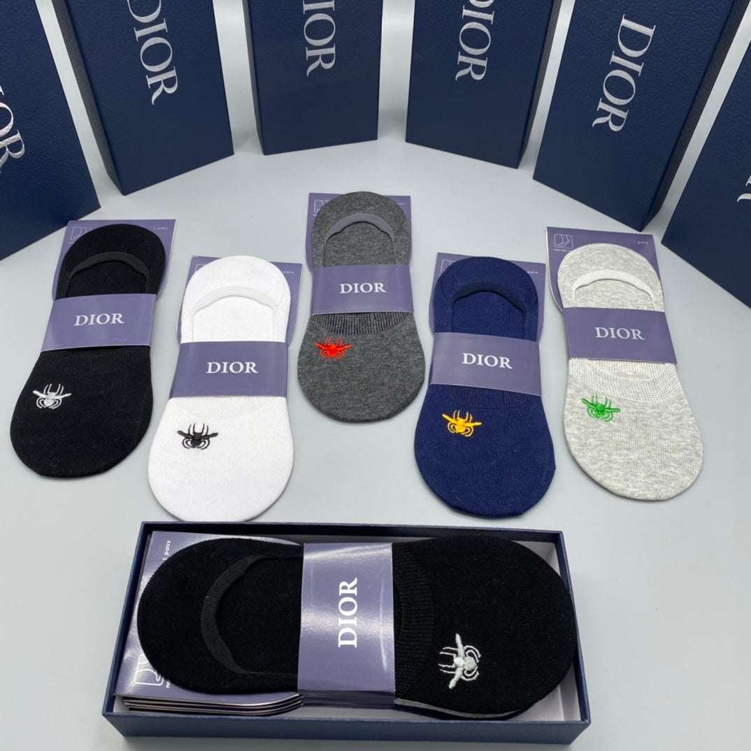 Dior Embroidered Bee No-Show Socks - Box of 5 Pairs