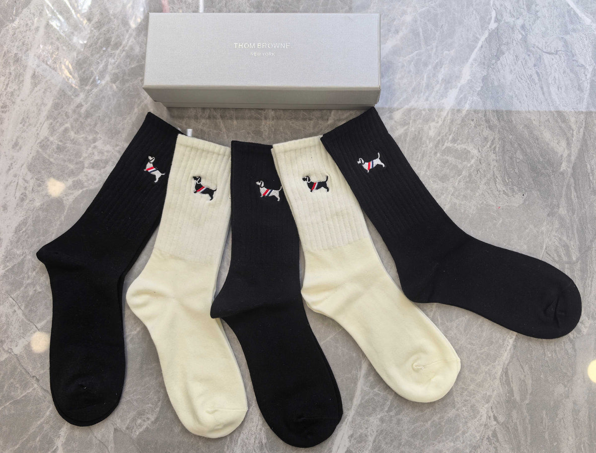 Thom Browne Cotton No-Show Socks - 5-Pair Set