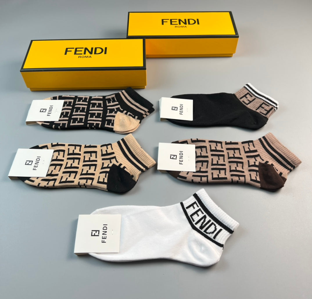 Fendi Repeating Letter Patterns Ankle Socks