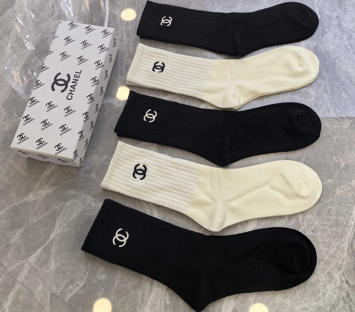 Chanel Small Emblem Crew Socks - 5-Pair Set