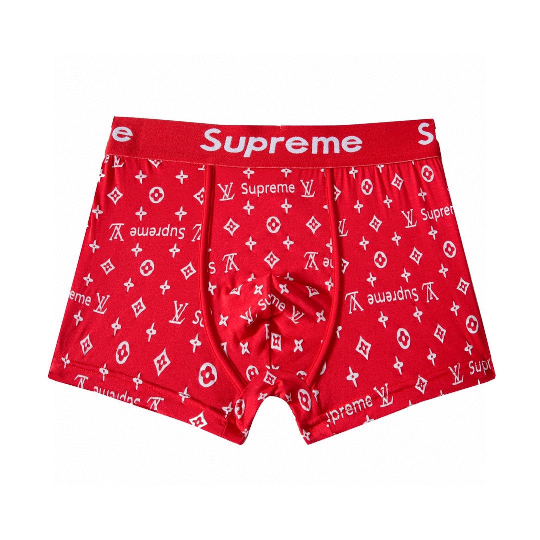 Louis Vuitton x Supreme Monogram-Style Graphics And Contrast Waistbands Men's Boxer Briefs