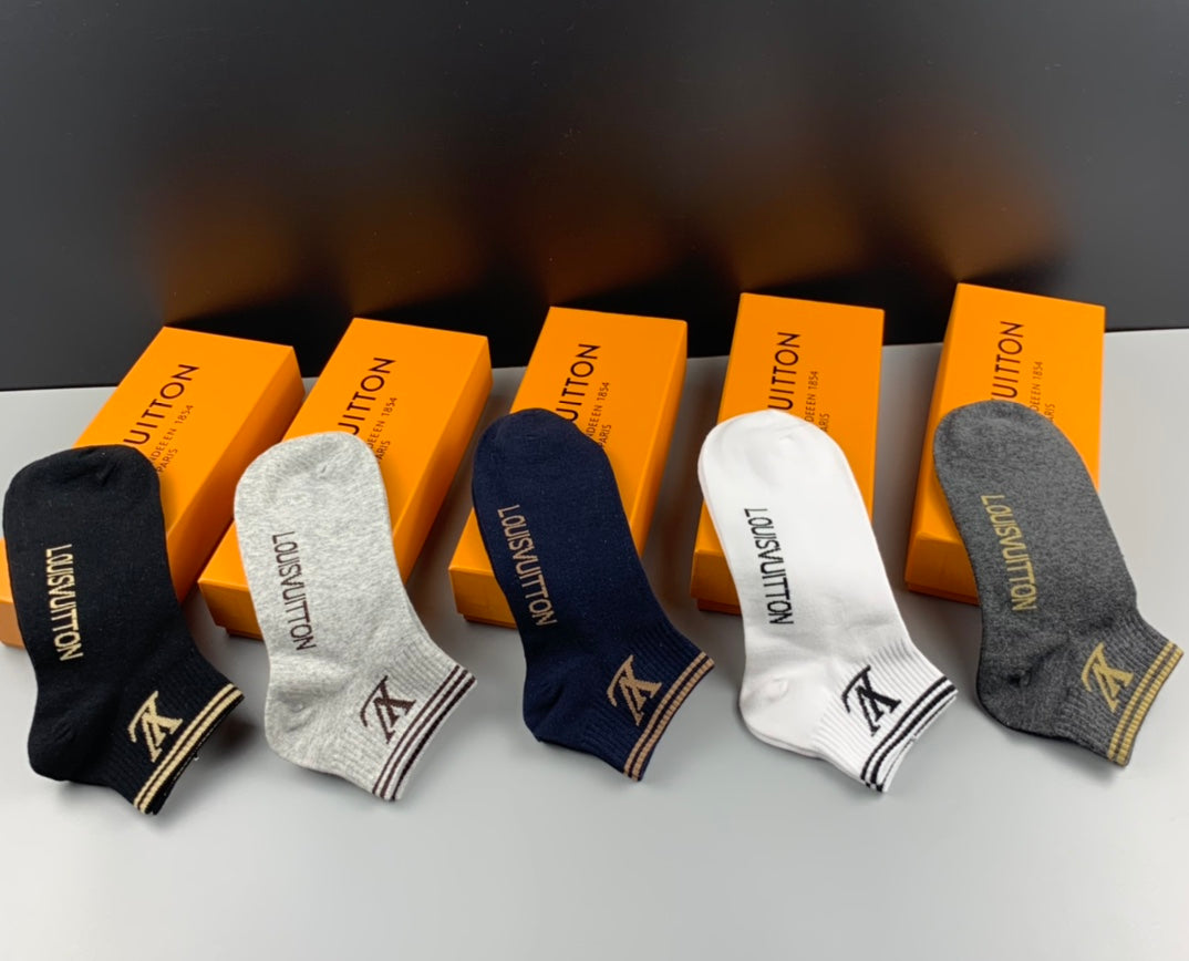 Louis Vuitton Restrained Wordmarks No-Show Socks - 5-Pair Set