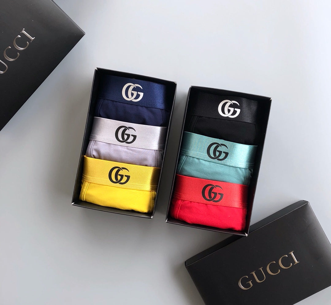 Gucci 95% Cotton & 5% Spandex Men's Boxer Briefs - 3-Piece Box