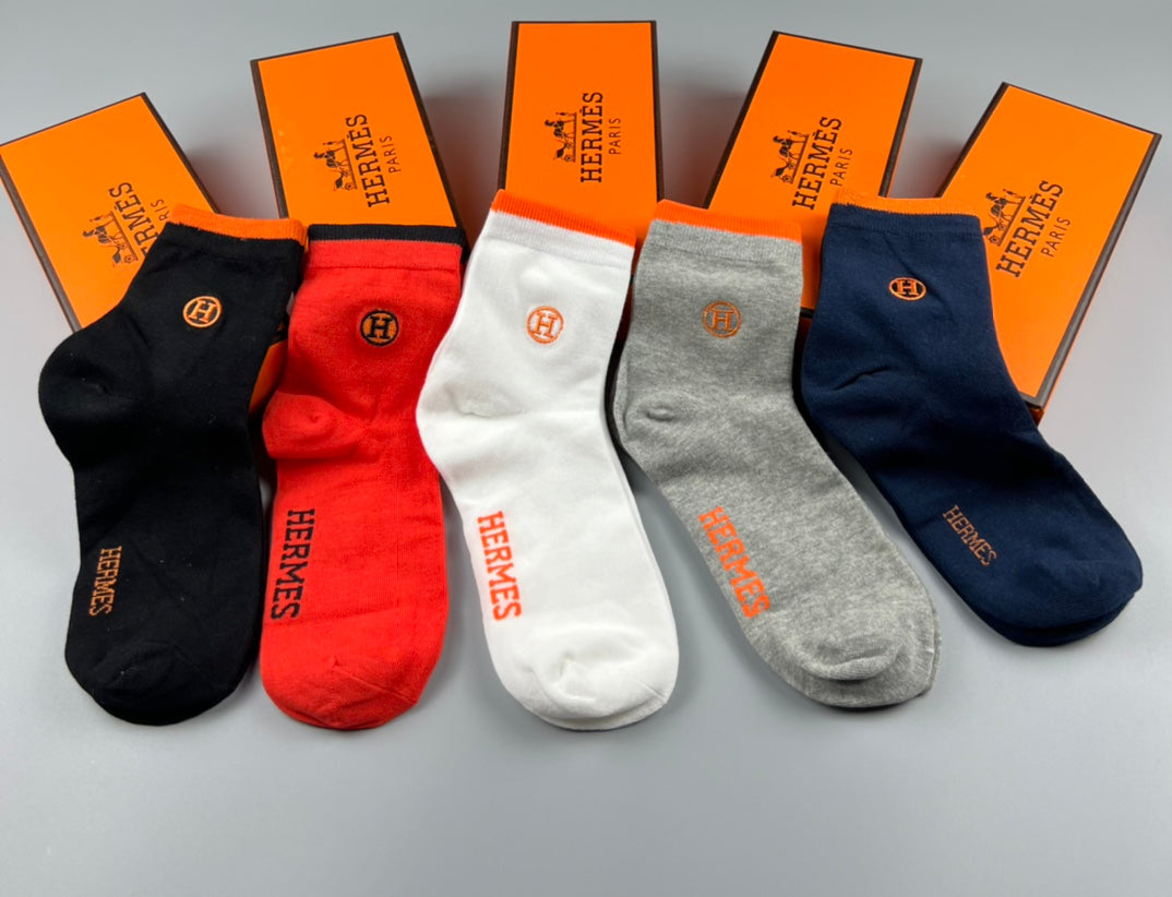 Hermes Cotton Socks - Box of 5 Pairs