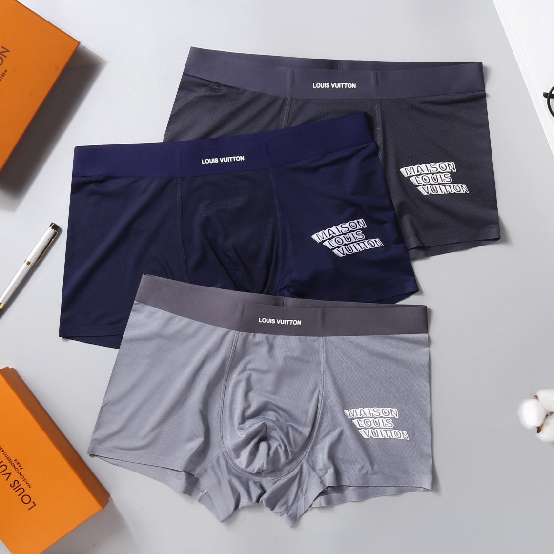 Louis Vuitton Maison Graphic Polyester-Blend Boxer Briefs - Box of 3